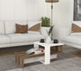 Hanah Home Mesa de Centro Escandinava Blanca y Nogal con Almacenamiento 80x43.6x32.6 cm